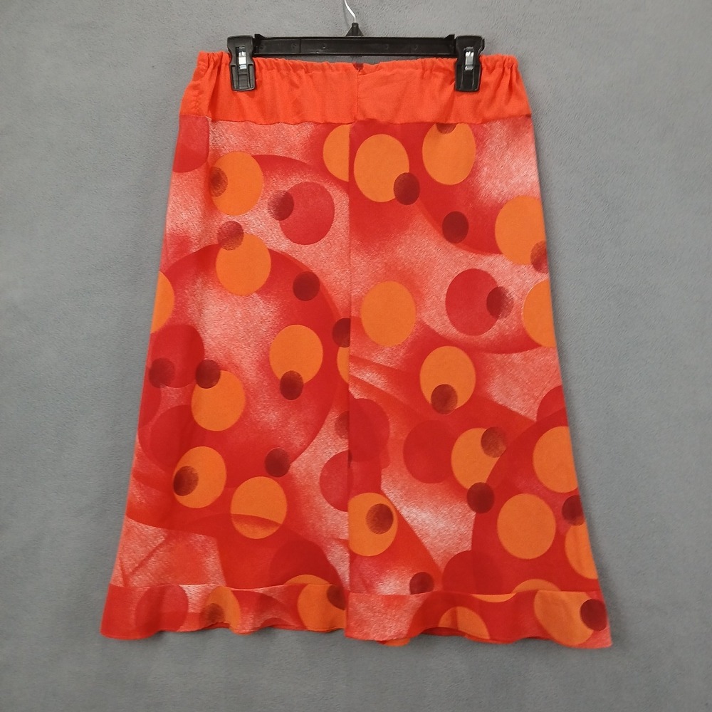 Lapis A Line Skirt Womens Medium Red Orange Polka Dot Elastic Waist Modern
